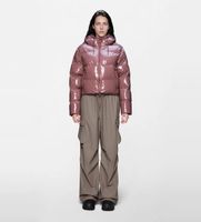 rains para mujer 15150 chaqueta alta short puffer rosa xs casual poliuretano