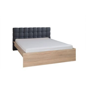 Cama 160x200 Maxim Con Cajón Y Somier Color Roble Claro Y Cabecero Gris