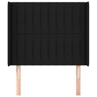 cabecero cama mueble de dormitorio con orejas de tela 83 x 16 x 118128 cm negro m020003641