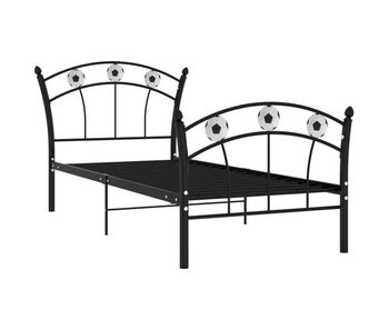 Estructura de cama con diseño de fútbol metal negro 90x200 cm