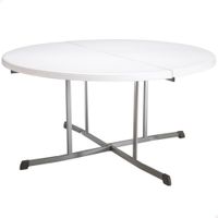 mesa redonda plegable lifetime tablero polietileno 45 mm 152x152x755 cm blanco