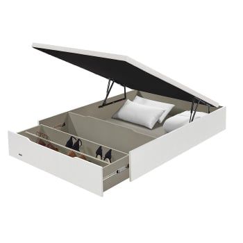 Abatible Tapa Tapizada AD con Zapatero Madera 25 Blanco 160x200 cm FLEX
