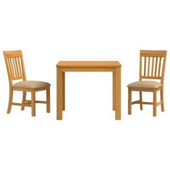 Conjunto De Comedor 3 Uds. Beige Madera De Roble Sólido Vidaxl