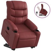 sillon reclinable elevable cuero artificial rojo tinto vidaxl