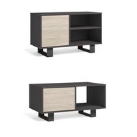 set wind conjunto de muebles de saloncomedor compuesto por 1mueble tv100 y 1 mesa de centro color grisroble patas negras mueble auxiliar