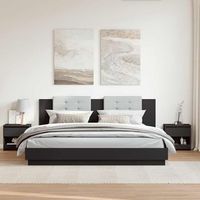 pack 2 uds mesitas de noche  mesa auxiliar  mesilla madera contrachapada negro 40x30x39 cm