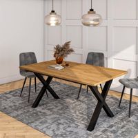 mesa comedor efecto madera roble 167x90x74cm