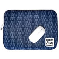 smile sleeve kimono funda para portatil hasta 14 neopreno  raton inalambrico blanco