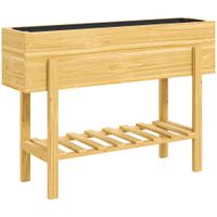outsunny jardiniere sur pieds huerto elevado de jardin en pie con 2 agujeros de drenaje en madera 100 x 30 x 705 cm madera natural