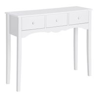 homcom mueble mesa recibidor tipo consola de entrada y mesa auxiliar con 3 cajones en color blanco y material de madera 100x32x85cm   aosom espana