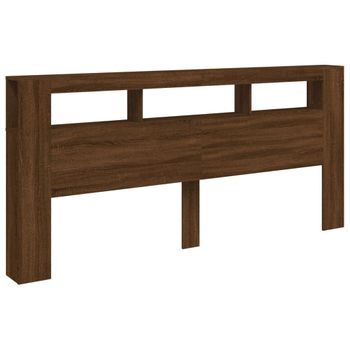 Cabecero Cama Mueble De Dormitorio Led Madera Ingeniería Roble 220 X 18,5 X 103,5 Cm Marrón M02_0008678