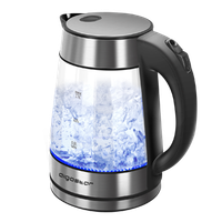 aigostar chubby - hervidor de agua electrico de vidrio borosilicato hervidora de cristal acero inoxidable con iluminacion led 17 litros 2200 w libre de bpa