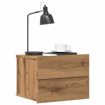 Mesita De Noche De Pared - Dormitorio - Madera De Ingeniería - Roble Artisan (40x32x30cm)