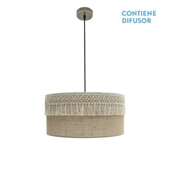 FABRILAMP Lampara Colgante De Con Pantalla Beige Modelo Ekaterina