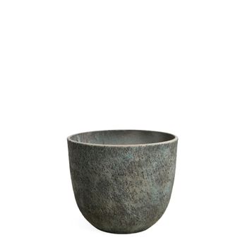 Macetero decorativo de cemento verde y gris envejecido h36