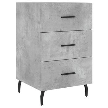 Mesita De Noche 40x40x66 Cm Madera Trabajada, Hierro Y Aluminio - Gris