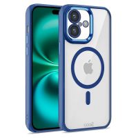 cool funda magnetica transparente con borde marino para iphone 16 plus