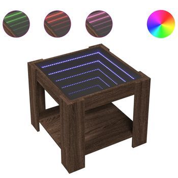 Mesa De Centro，mesa Auxiliar，mesita De Centro Y Led Madera Ingeniería Marrón Roble 53x53x45 Cm