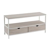 mueble de tv de acero y tablero blanco y natural de 120x39x57 cm casaseleccion