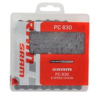 sram  cadena pc 830 8v 114 eslabones - cadena sram pc 830 de 114 eslabones adecuada para transmisiones de 8 velocidades - compatible con 78 velocidades- pasador remachado- cierre power link de