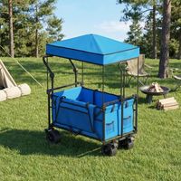 carro de playa de metal tela oxford 125x59x133 cm-outsunny azul