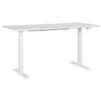 escritorio de altura regulable electrico oficina moderna patas cuadradas 180 x 80 cm tablero blanco soporte de acero blanco destines