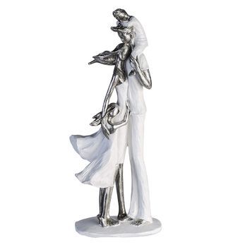 Casablanca By Gilde Figura Decorativa Escultura Familia Felicidad Blanco, Plata H. 37 Cm
