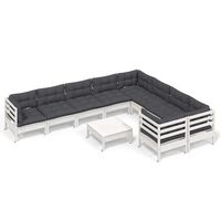 muebles de jardin 10 piezas con cojines blanco madera de pino