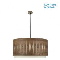 akunadecor colgante 3luces modelo alexandra cueromadera oscura