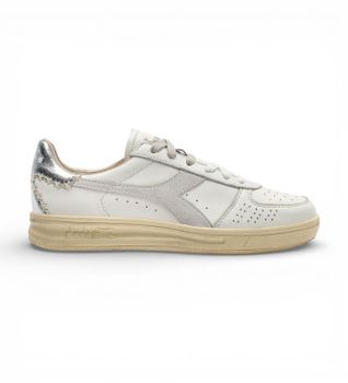 Diadora para hombre. 201183112 Zapatillas de Piel B.Elite X Stitch blanco (39), Plano, Cordones, Casual