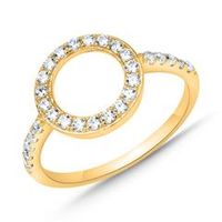anillo de plata 925 chapado en oro circulo con circonita
