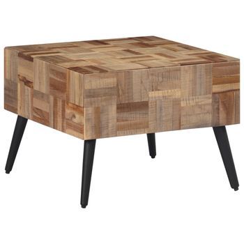 Mesa De Centro Teca Reciclada Maciza Gris 55x55x40 Cm Vidaxl