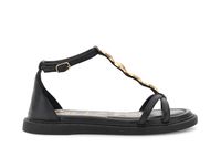 sandalias de piel napa con accesorios dorados black