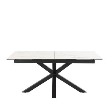 Mesa comedor extensible 6-8 plazas cerámica y metal - blanco