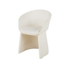 silla de comedor de tela reciclada color crudo efecto lana rizada