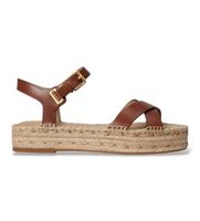 lauren ralph lauren para mujer 802p06400001 alpargatas emeryn de piel marron 40 plano hebilla casual