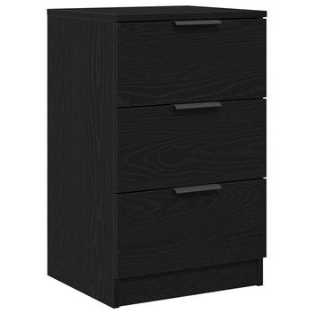 Mesita De Noche | Armario De Noche | Mesa De Noche Con Cajón Roble Negro 40 X 65 X 65 Cm
