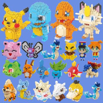 Bloques de Construcción Divertidos de Pokemon, 61 Estilos, Anime, Picachu, Charizard, Blastoise, Bulbasaur, Gengar, Juguete de Ladrillos para Niños