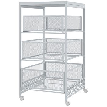 Carrito de almacenamiento 34x29.5x57.5 cm blanco