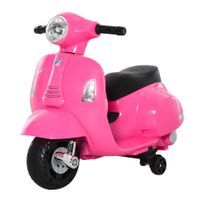 homcom moto electrica vespa para ninos de 18-36 meses con faro bocina y 4 ruedas motocicleta infantil con licencia 665x38x52 cm rosa   aosom espana
