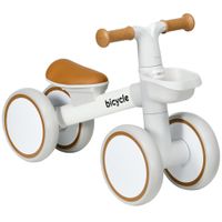 aiyaplay bicicleta sin pedales para ninos de 12-36 meses con asiento ajustable cesta y 4 ruedas silenciosas 56x27x39 cm blanco