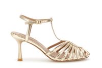 sandalia tipo jaula en material efecto piel sintetica light gold