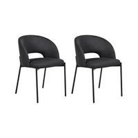 conjunto de 2 sillas de comedor tapizado de tela respaldo redondo recortado negro penny