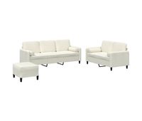 vidaxl juego de sofas con cojines 3 piezas terciopelo crema