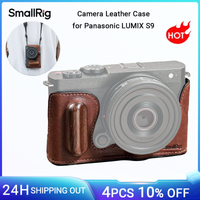 smallrig-media funda de cuero para camara s9 funda de cuero para panasonic lumix s9 con agarre de madera incorporado y orificio para correa para tripode-4703