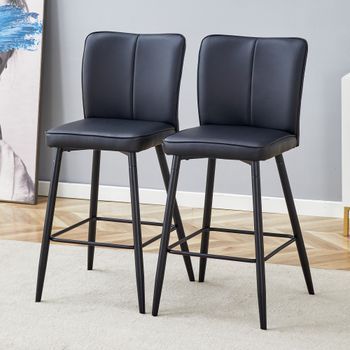 Pack De 2 Taburetes De Bar Negros, 101 Cm, Respaldo Ergonómico