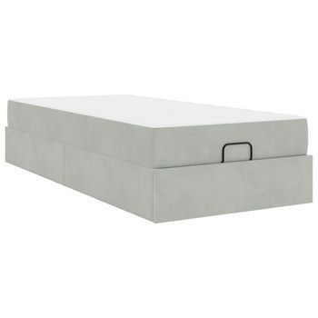 Cama Individual | Cama Para Adulto | Estructura De Cama Con Colchón 2 Pcs Gris Claro Terciopelo