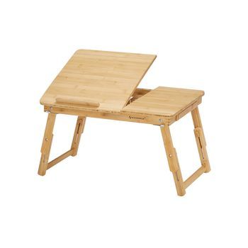 Mesa De Bambú Plegable Bandeja Inclinable Alturas Plegable A 6,5 Cm Ultraligera