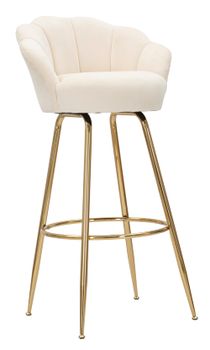Silla de bar de metal dorado y asiento de tela beige cm 55x53x110