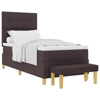 Cama Tipo Box Spring Marrón Oscuro 200 X 90 Cm Tela Vidaxl